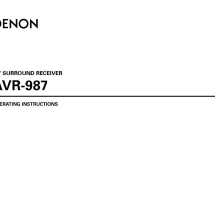 Denon AVR 987 AV Receiver Owners Manual