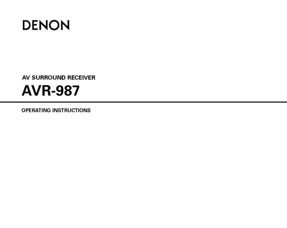 Denon AVR 987 AV Receiver Owners Manual