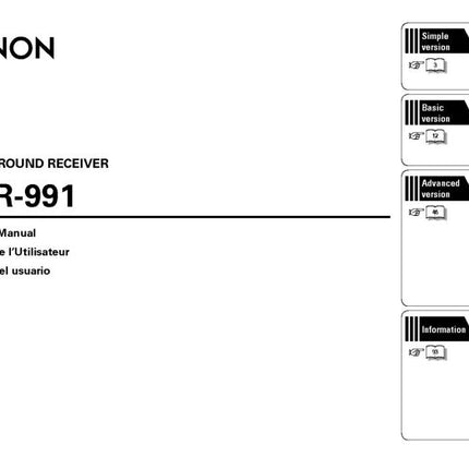 Denon AVR 991 Receiver Amplifier Owners Manual
