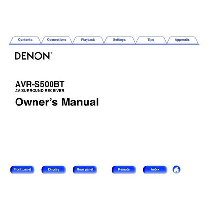 Denon AVR S500BT Receiver Amplifier Owners Manual