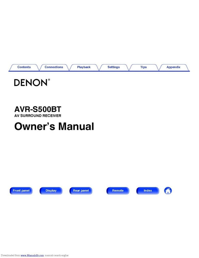 Denon AVR S500BT Receiver Amplifier Owners Manual
