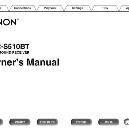 Denon AVR S510BT Receiver Owners Manual