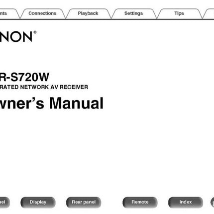 Denon AVR S720W Receiver Owners Instruction Manual