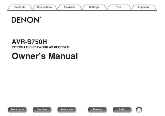 Denon AVR S750H Receiver Owners Instruction Manual