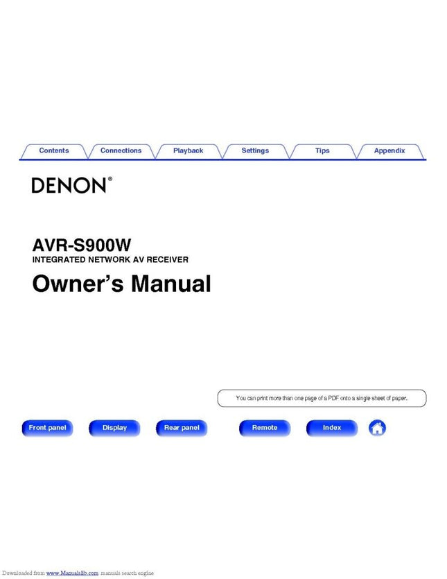 Denon AVR S900W Receiver Amplifier Owners Manual