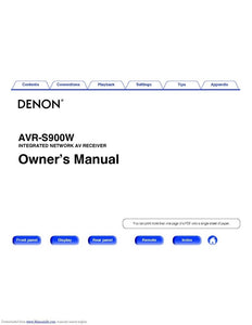 Denon AVR S900W Receiver Amplifier Owners Manual