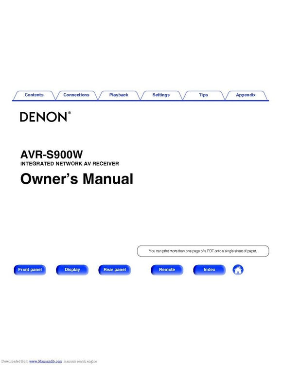 Denon AVR S900W Receiver Amplifier Owners Manual