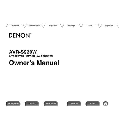 Denon AVR S920W Receiver Owners Instruction Manual