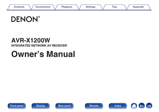 Denon AVR X1200W AV Receiver Owners Manual