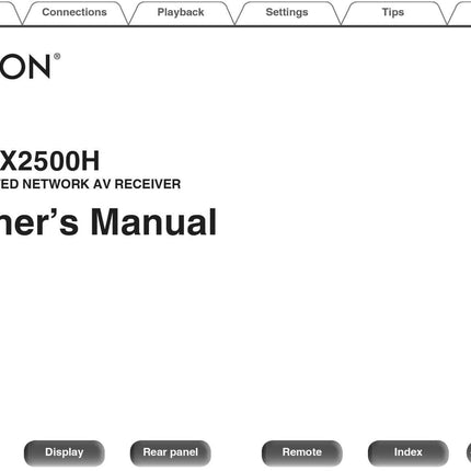 Denon AVR X2500H Receiver Amplifier Owners Manual