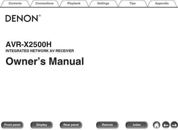 Denon AVR X2500H Receiver Amplifier Owners Manual