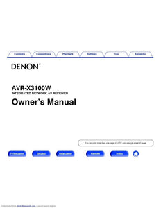 Denon AVR X3100W Receiver Amplifier Owners Manual