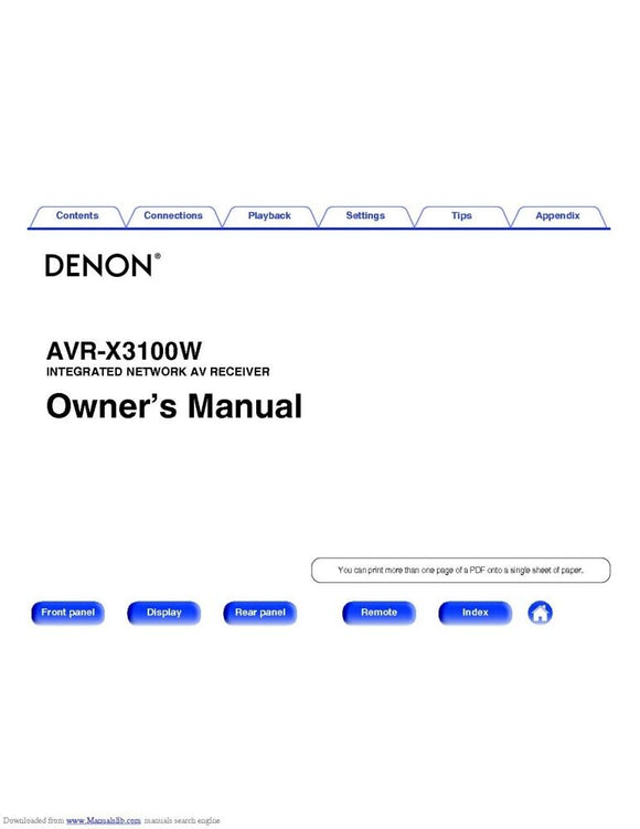 Denon AVR X3100W Receiver Amplifier Owners Manual