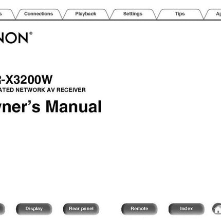 Denon AVR X3200W Receiver Owners Manual