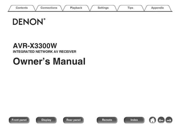 Denon AVR X3300W Receiver Owners Manual