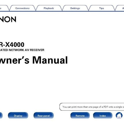 Denon AVR X4000 Receiver Amplifier Owners Manual