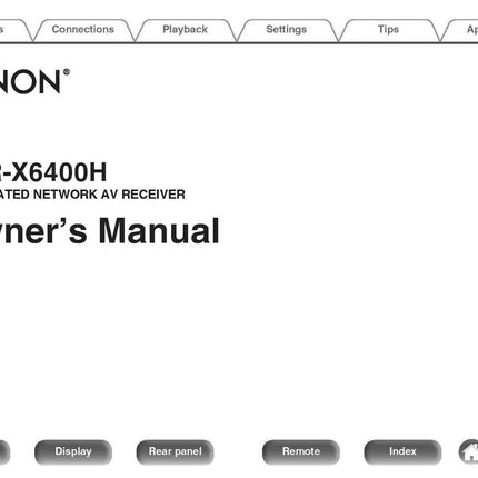 Denon AVR X6400H Receiver Owners Manual