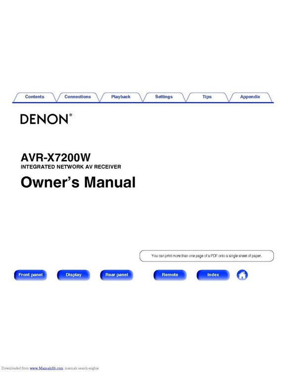 Denon AVR X7200W Receiver Amplifier Owners Manual