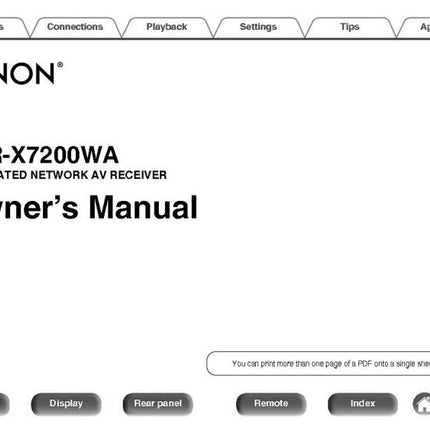 Denon AVR X7200WA Receiver Owners Manual