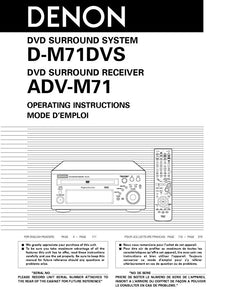 Denon DM 71DVS Receiver Owners Manual