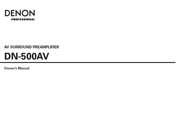 Denon DN 500AV Receiver Amplifier Owners Manual