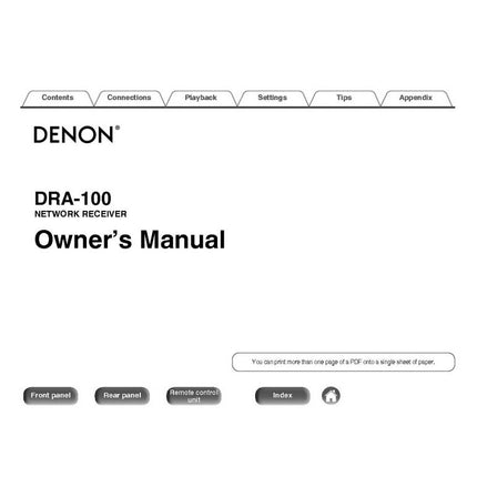Denon DRA 100 Receiver Owners Instruction Manual