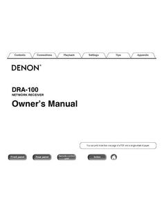 Denon DRA 100 Receiver Owners Instruction Manual