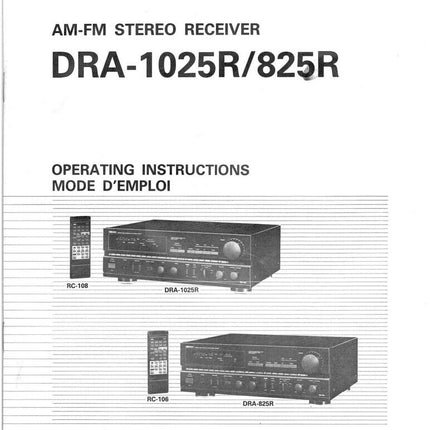 Denon DRA 1025R Receiver Amplifier Owners Manual