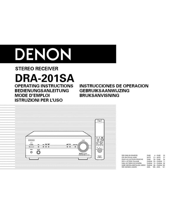 Denon DRA 201SA Receiver Owners Instruction Manual