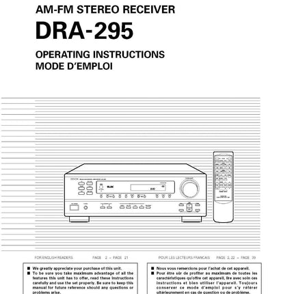Denon DRA 295 Receiver Owners Manual