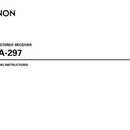 Denon DRA 297 Receiver Owners Manual