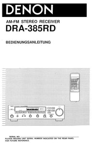 Denon DRA 385RD Receiver Owners Manual