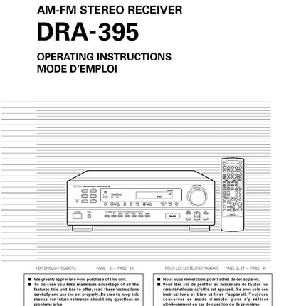 Denon DRA 395 Receiver Owners Manual