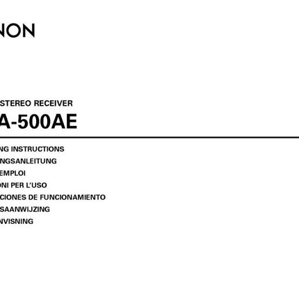 Denon DRA 500AE Receiver Owners Manual