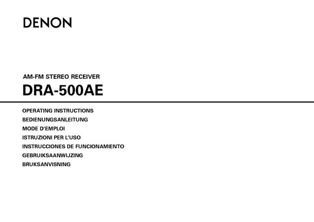 Denon DRA 500AE Receiver Owners Manual