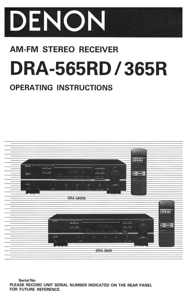 Denon DRA 565RD Receiver Owners Manual
