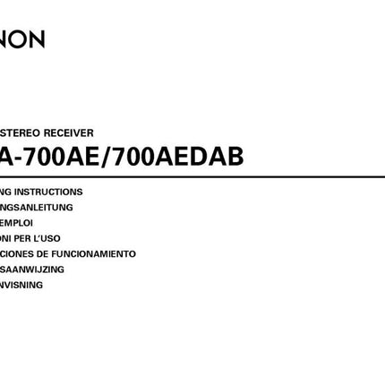 Denon DRA 700AE Receiver Owners Manual