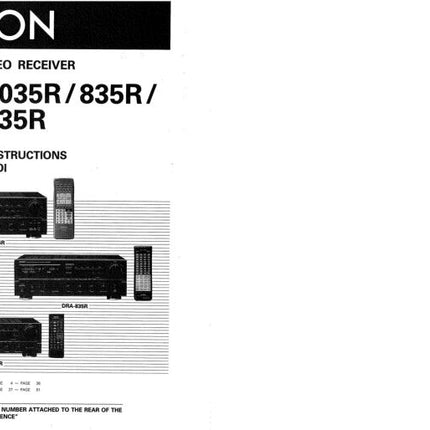 Denon DRA 835R Receiver Owners Manual