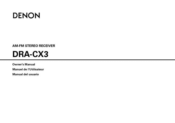 Denon DRA CX3 Receiver Owners Manual