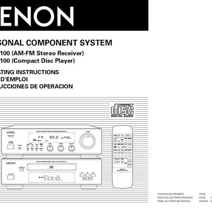 Denon DRA F100 Receiver Owners Manual