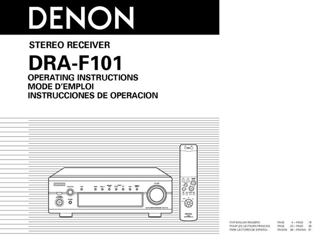 Denon DRA F101 Receiver Owners Manual