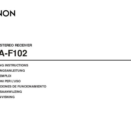 Denon DRA F102 Receiver Owners Manual