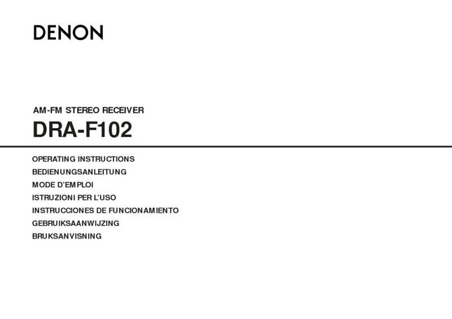 Denon DRA F102 Receiver Owners Manual