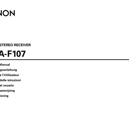 Denon DRA F107 Receiver Amplifier Owners Manual
