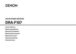 Denon DRA F107 Receiver Amplifier Owners Manual