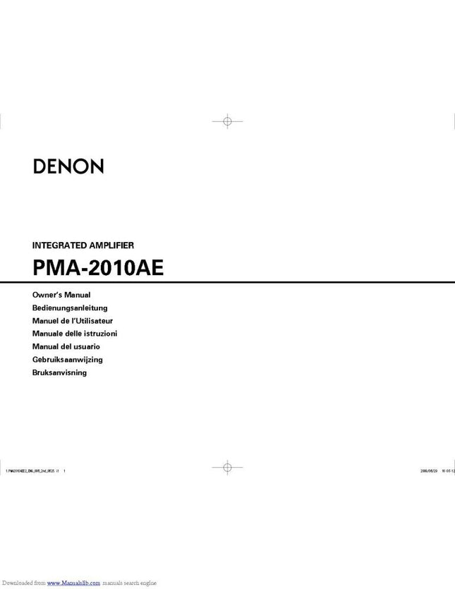 Denon PMA 2010AE Receiver Amplifier Owners Manual