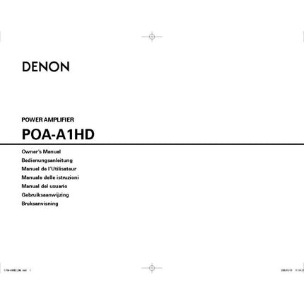 Denon POA A1HD Receiver Amplifier Owners Manual