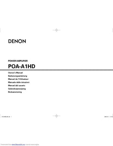 Denon POA A1HD Receiver Amplifier Owners Manual