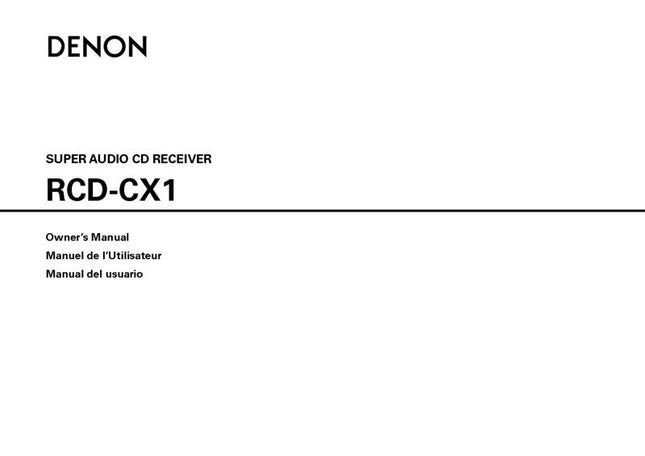 Denon RC DCX1 CD Receiver Owners Manual