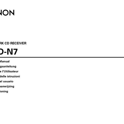 Denon RCD N7 CD Receiver Owners Manual